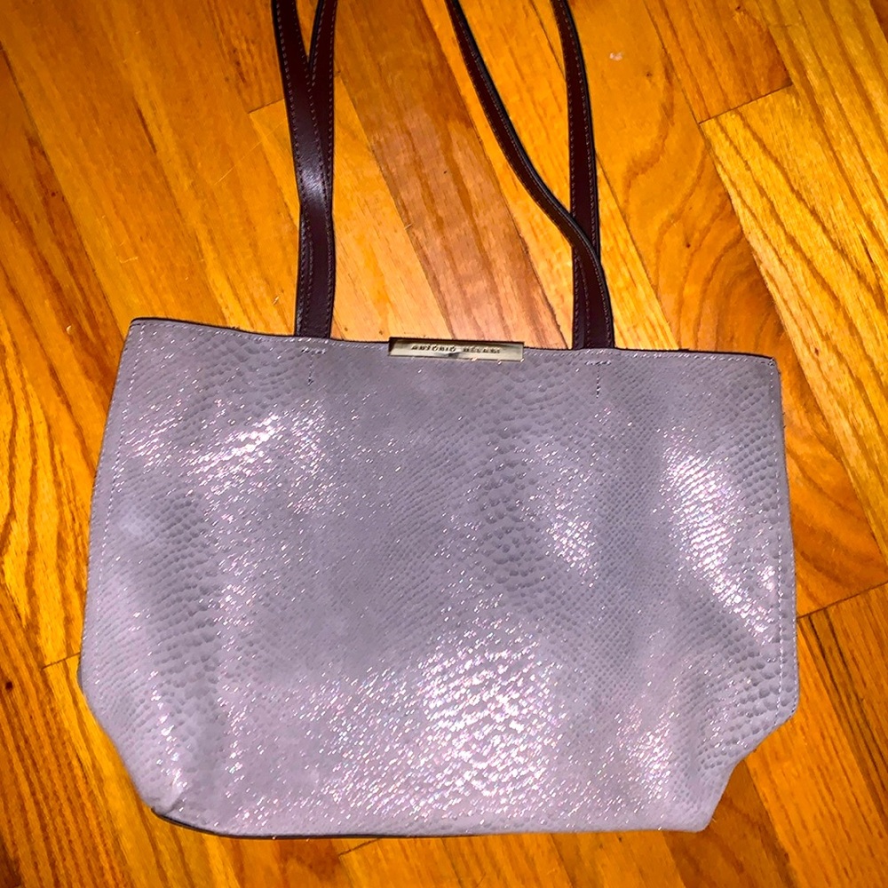 ANTONIO MELANI SHINY SNAKESKIN PRINT TOTE